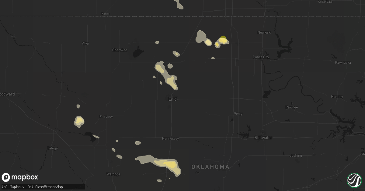 Hail map in Enid, OK on August 7, 2026