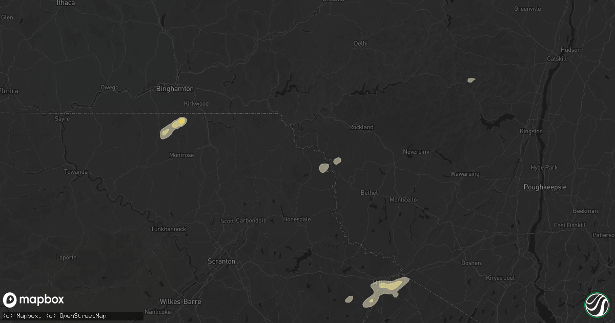 Hail map in Equinunk, PA on August 7, 2026