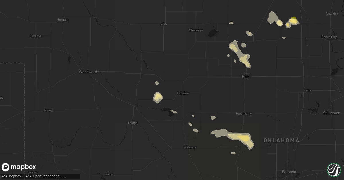 Hail map in Fairview, OK on August 7, 2026