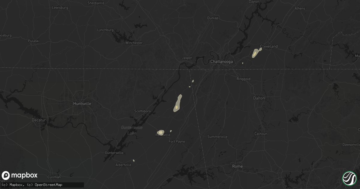 Hail map in Flat Rock, AL on August 7, 2026