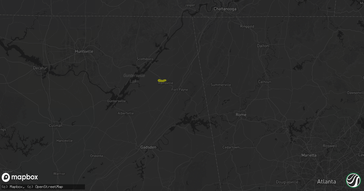 Hail map in Fort Payne, AL on August 7, 2026