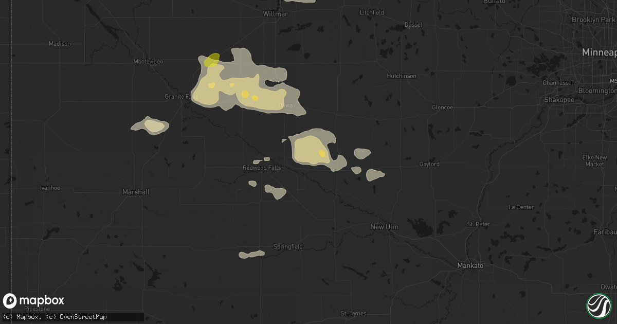Hail map in Franklin, MN on August 7, 2026