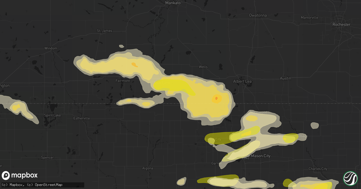 Hail map in Frost, MN on August 7, 2026