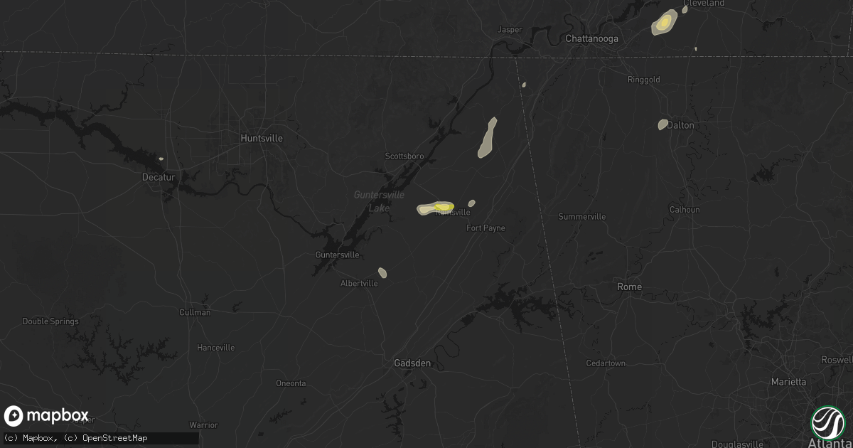 Hail map in Fyffe, AL on August 7, 2026