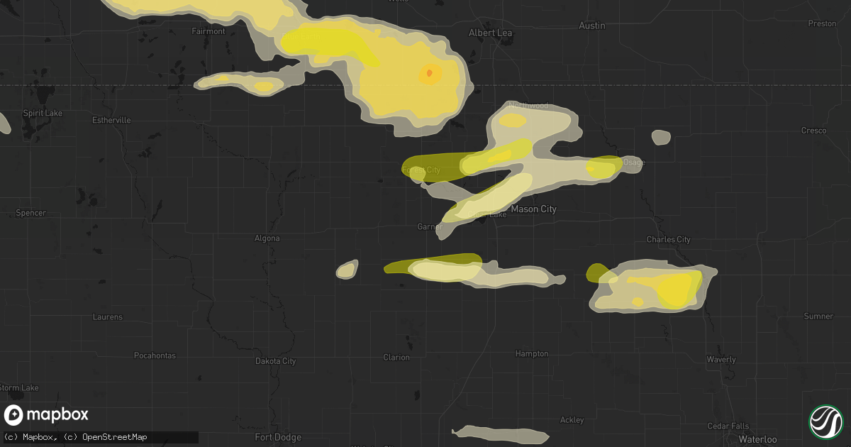 Hail map in Garner, IA on August 7, 2026
