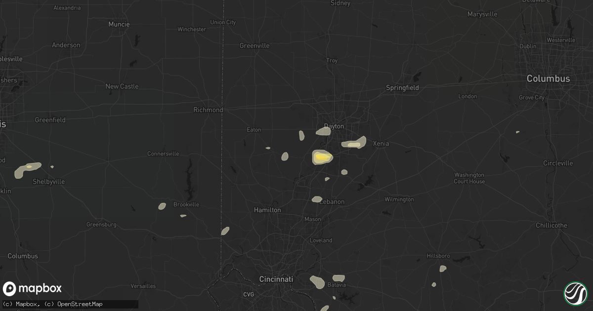Hail map in Germantown, OH on August 7, 2026