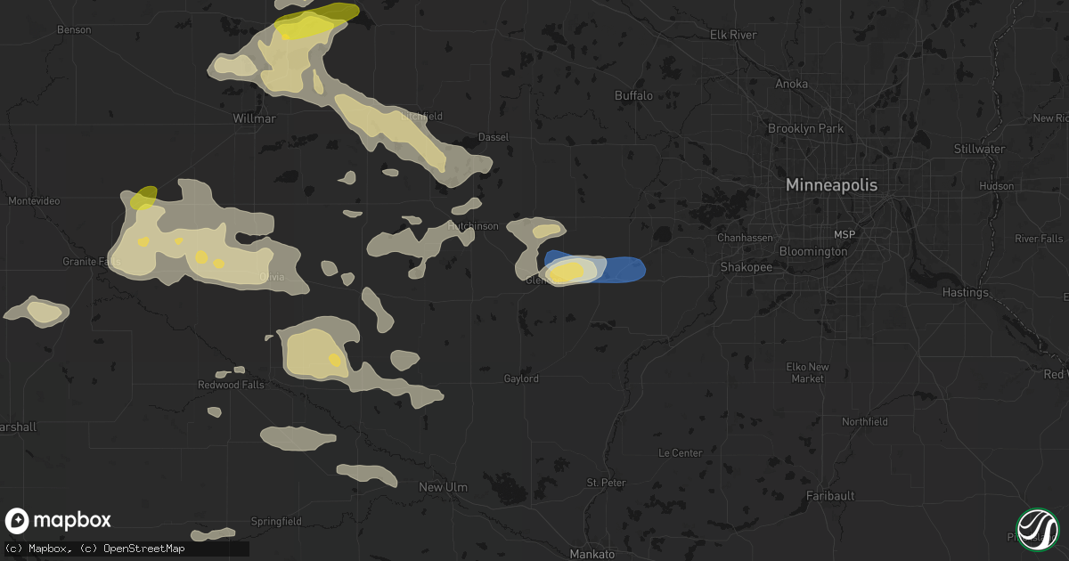 Hail map in Glencoe, MN on August 7, 2026