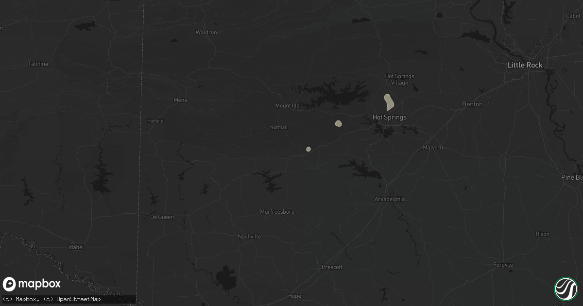 Hail map in Glenwood, AR on August 7, 2026