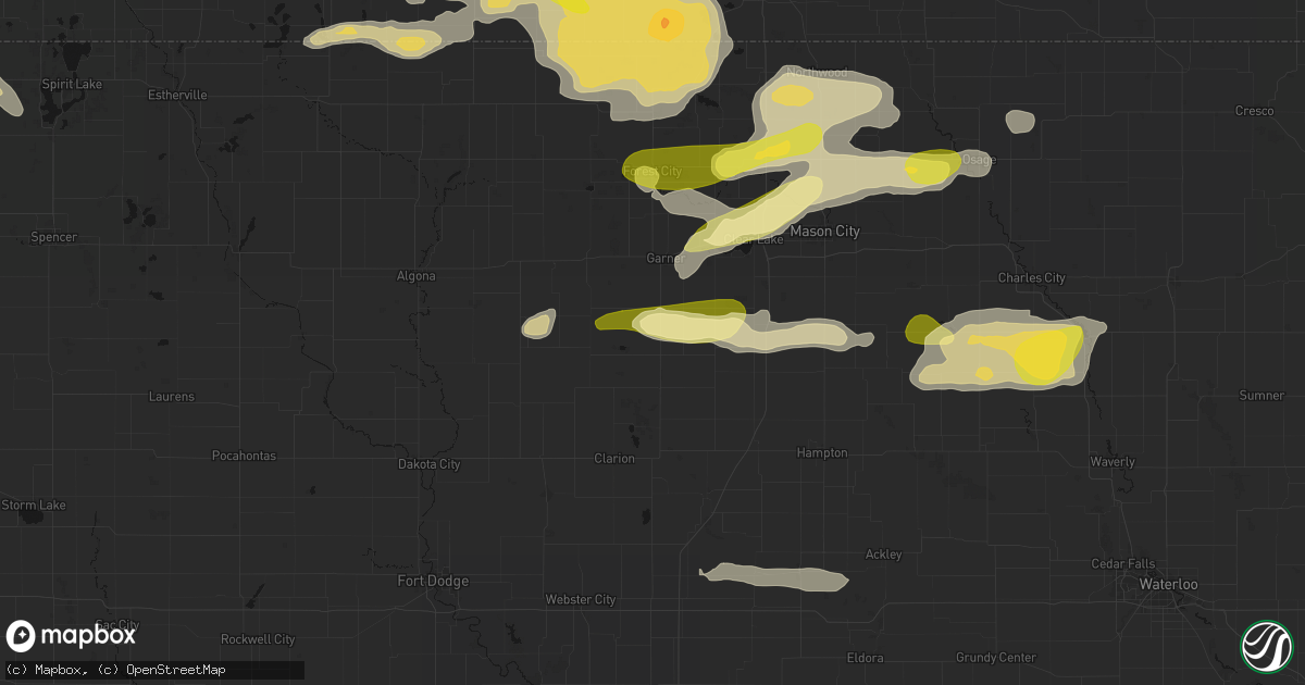 Hail map in Goodell, IA on August 7, 2026