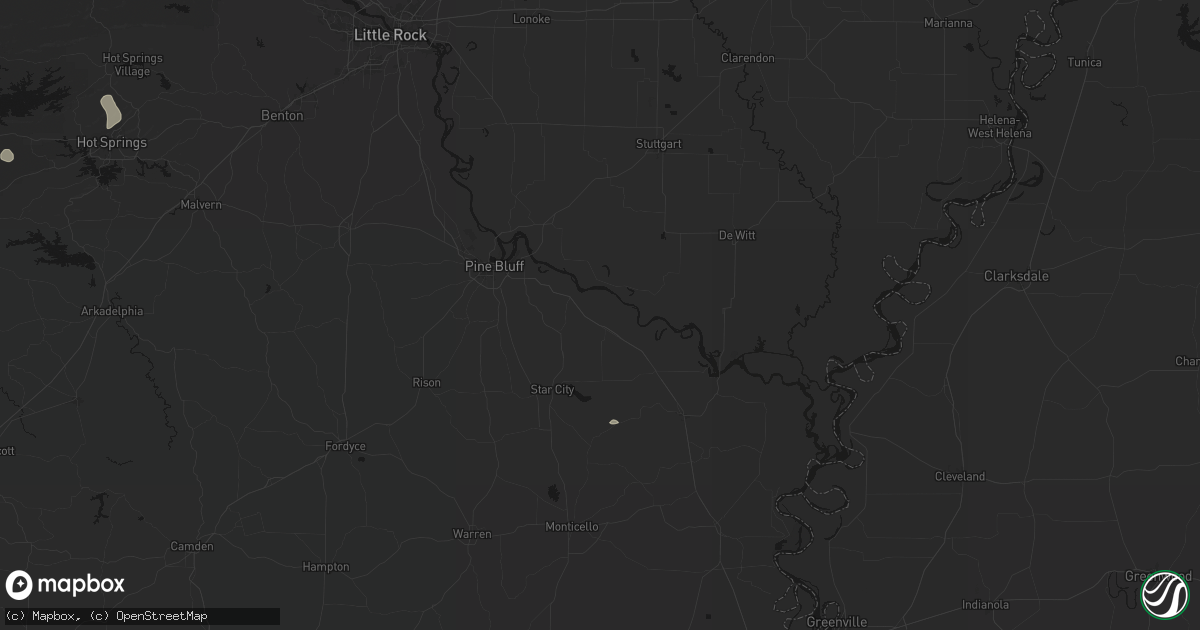 Hail map in Grady, AR on August 7, 2026