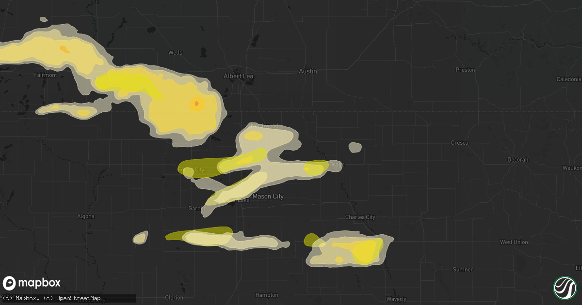 Hail map in Grafton, IA on August 7, 2026