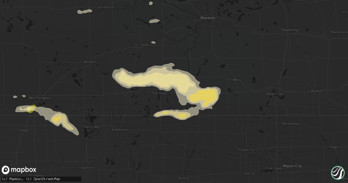 Hail map in Granada, MN on August 7, 2026