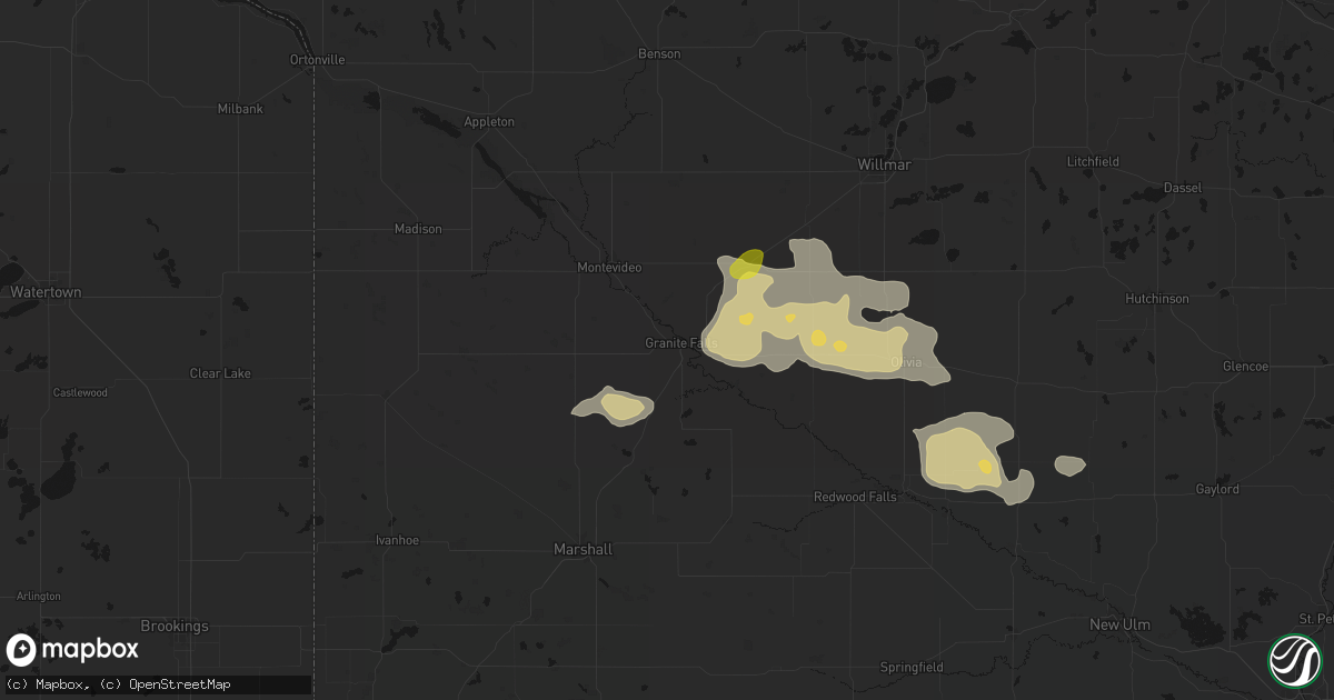 Hail map in Granite Falls, MN on August 7, 2026