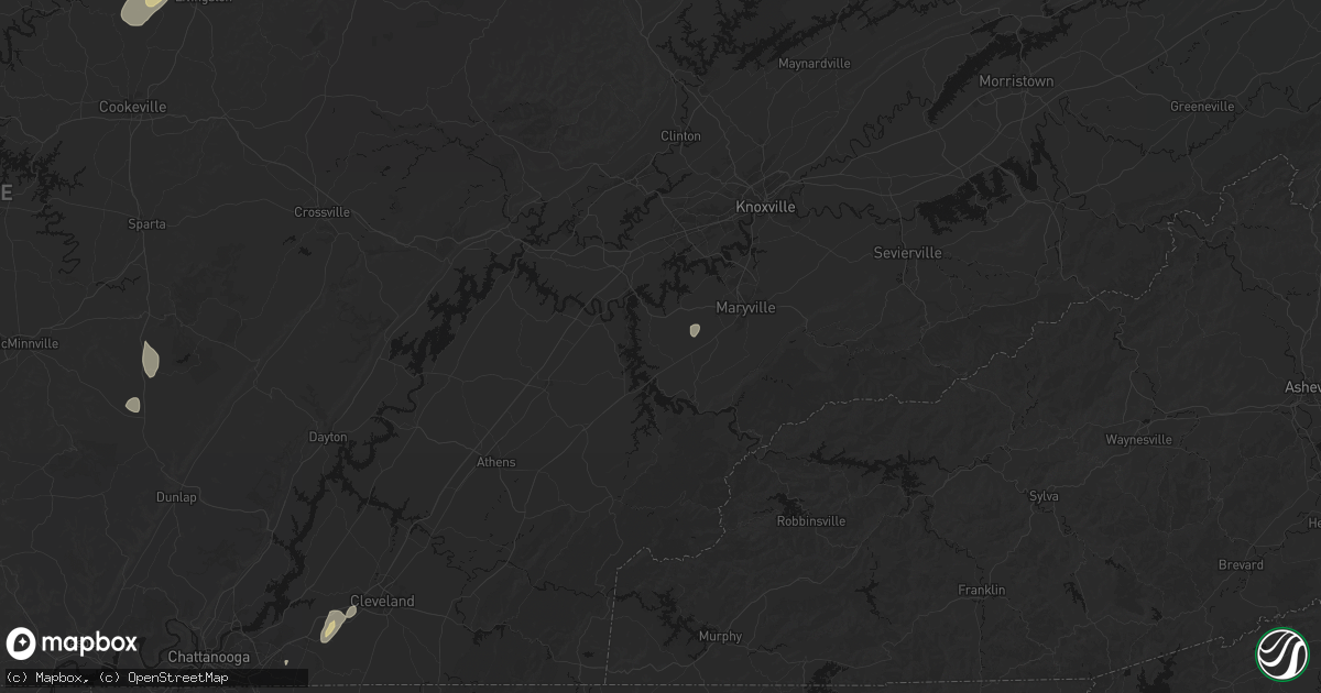 Hail map in Greenback, TN on August 7, 2026