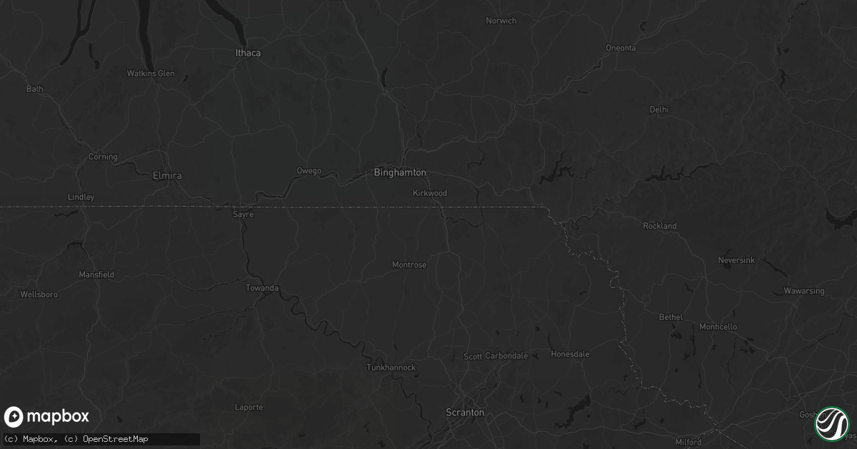Hail map in Hallstead, PA on August 7, 2026