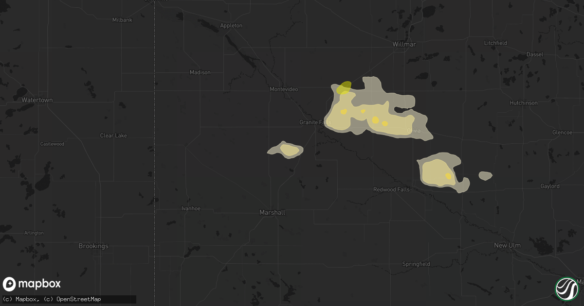Hail map in Hanley Falls, MN on August 7, 2026