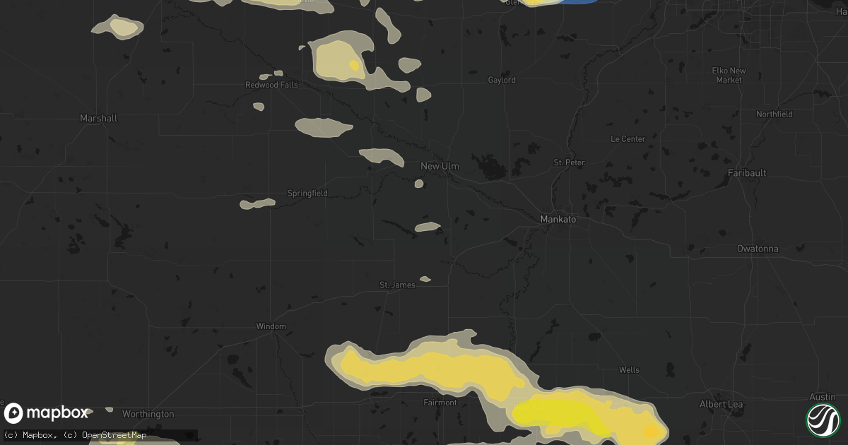Hail map in Hanska, MN on August 7, 2026