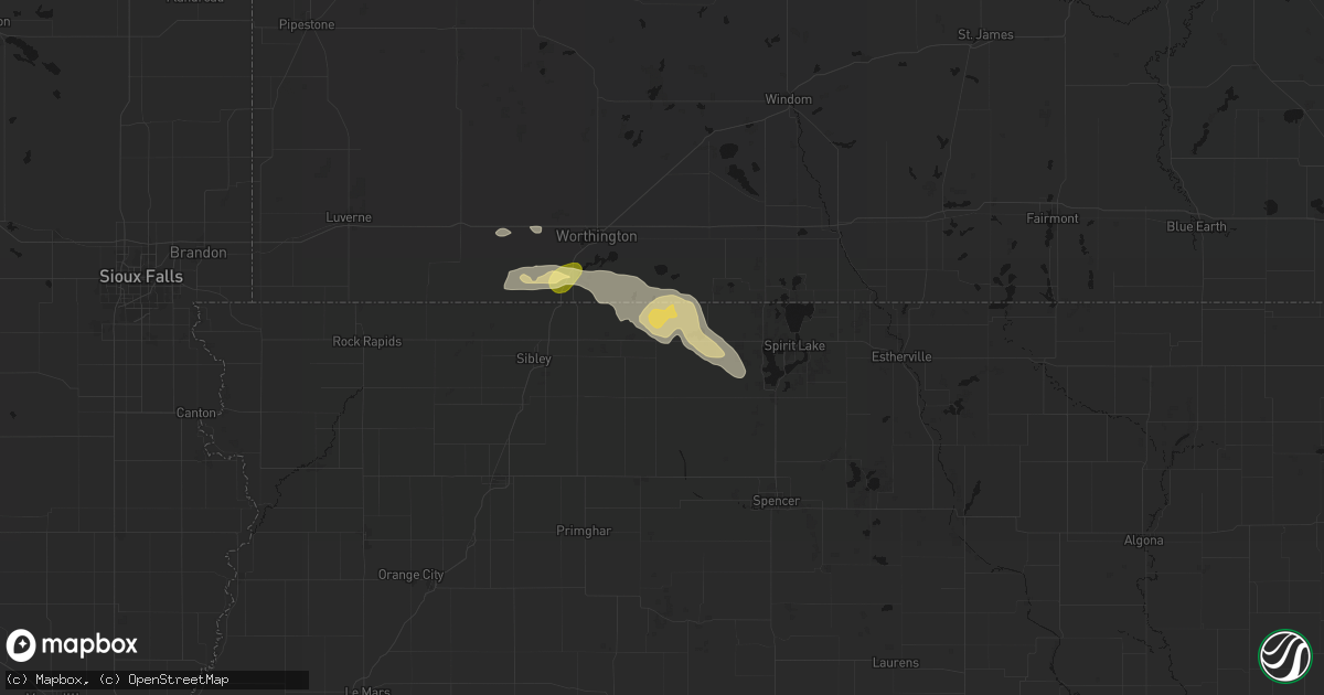 Hail map in Harris, IA on August 7, 2026