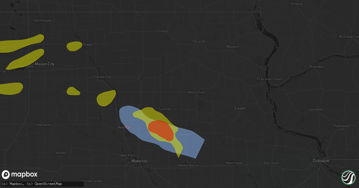 Hail map in Hawkeye, IA on August 7, 2026