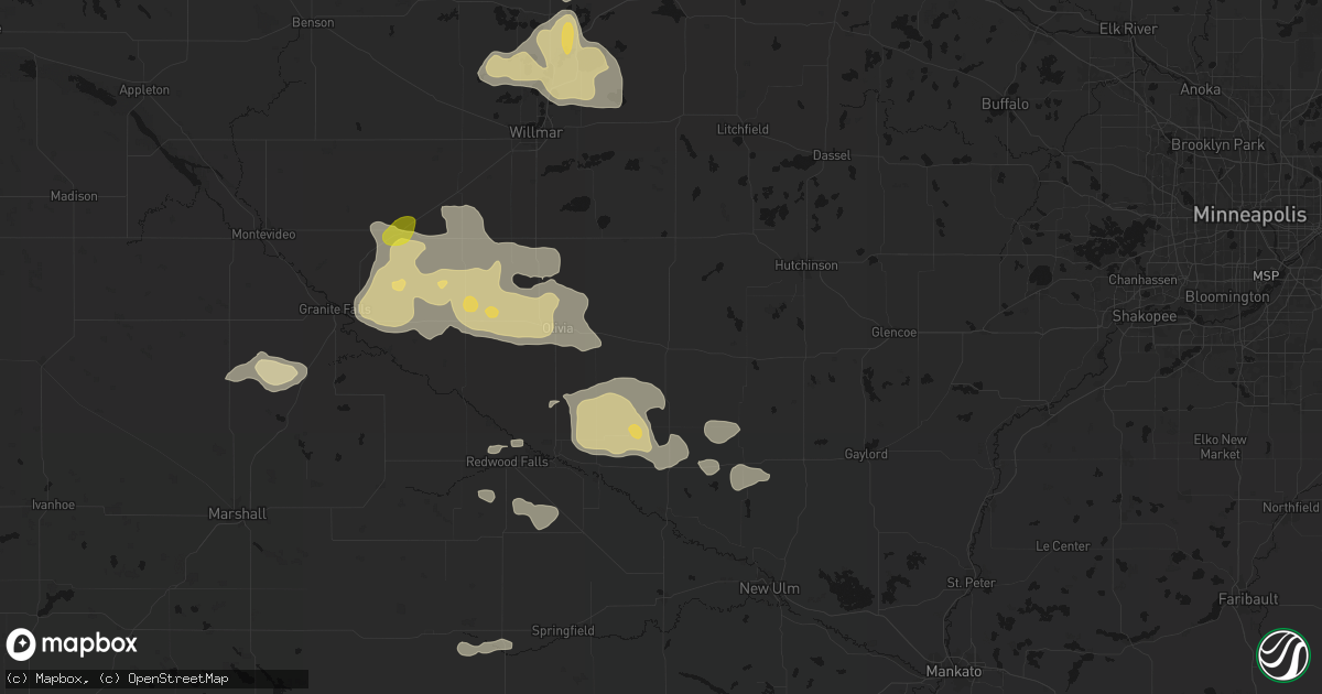 Hail map in Hector, MN on August 7, 2026