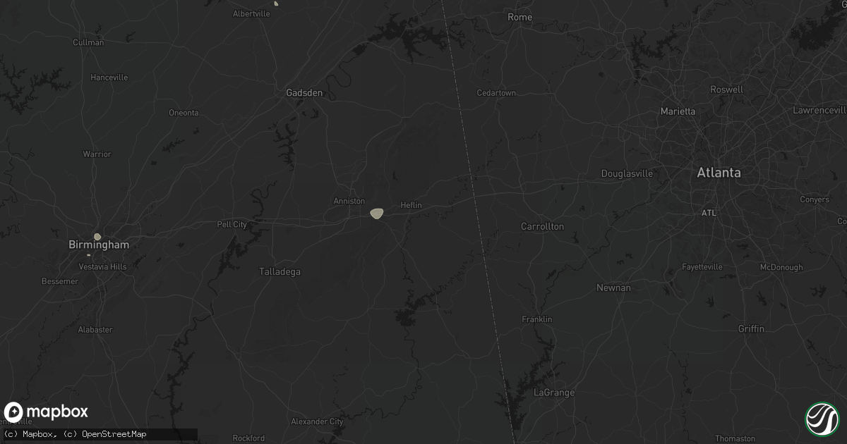 Hail map in Heflin, AL on August 7, 2026