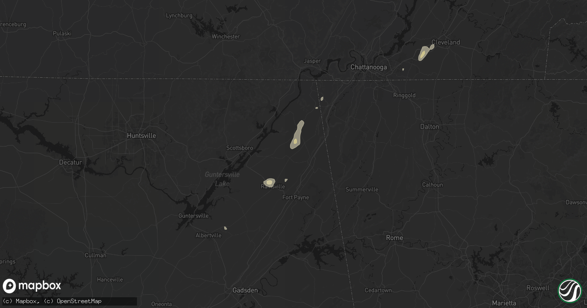Hail map in Henagar, AL on August 7, 2026