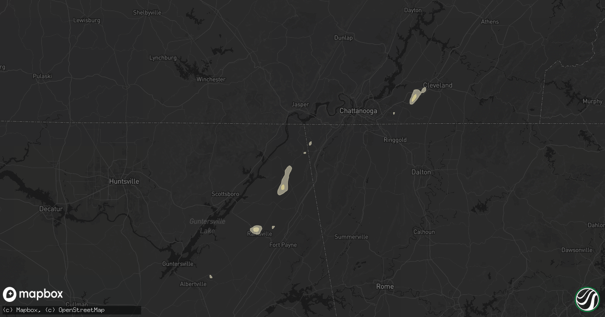 Hail map in Higdon, AL on August 7, 2026