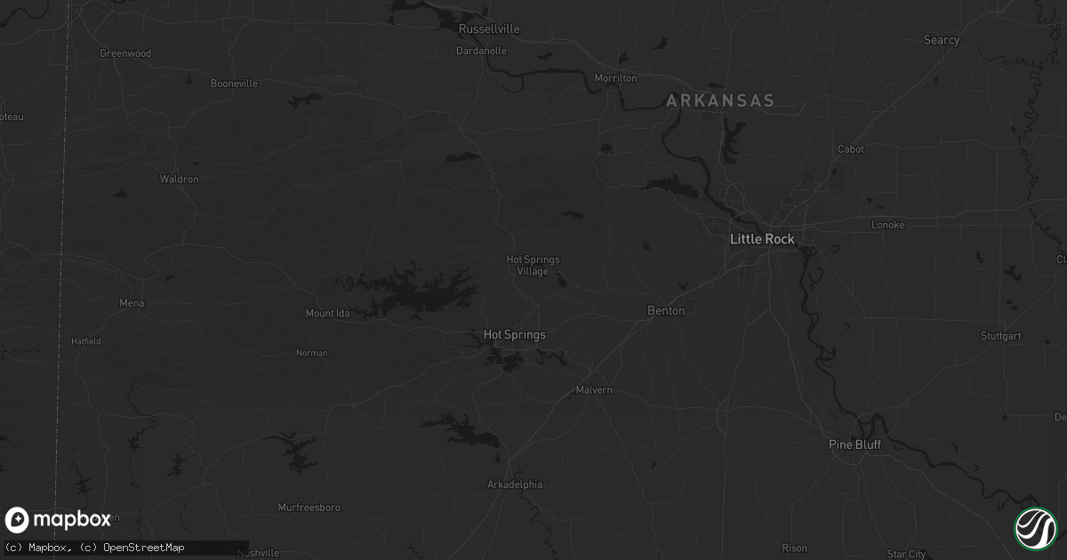 Hail map in Hot Springs Village, AR on August 7, 2026