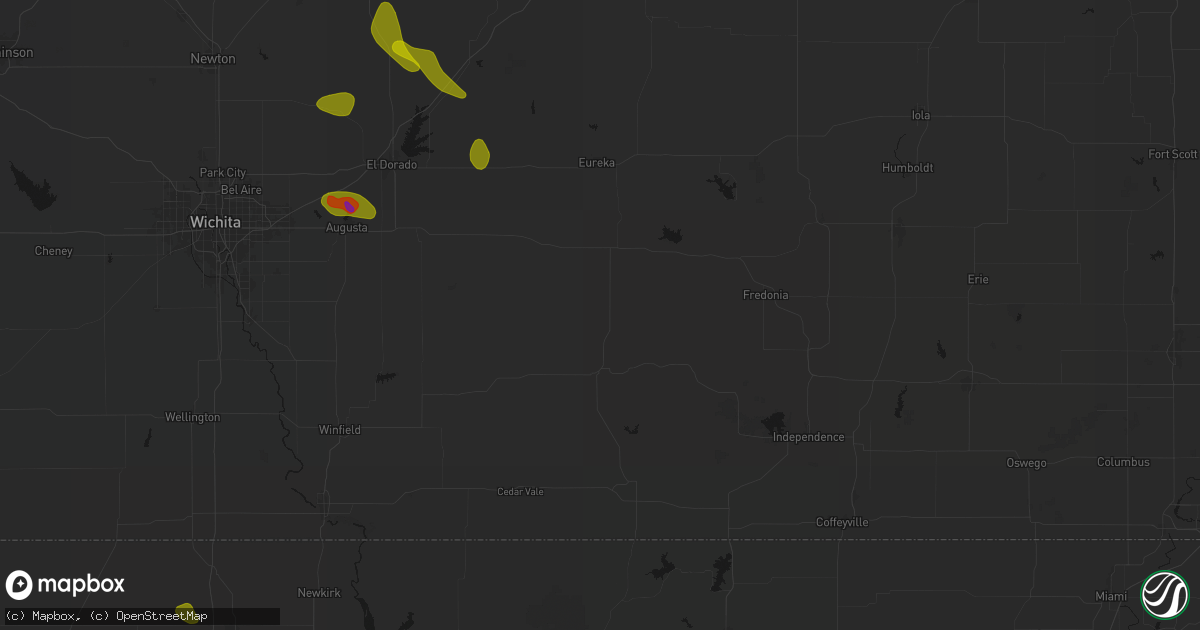 Hail map in Howard, KS on August 7, 2026