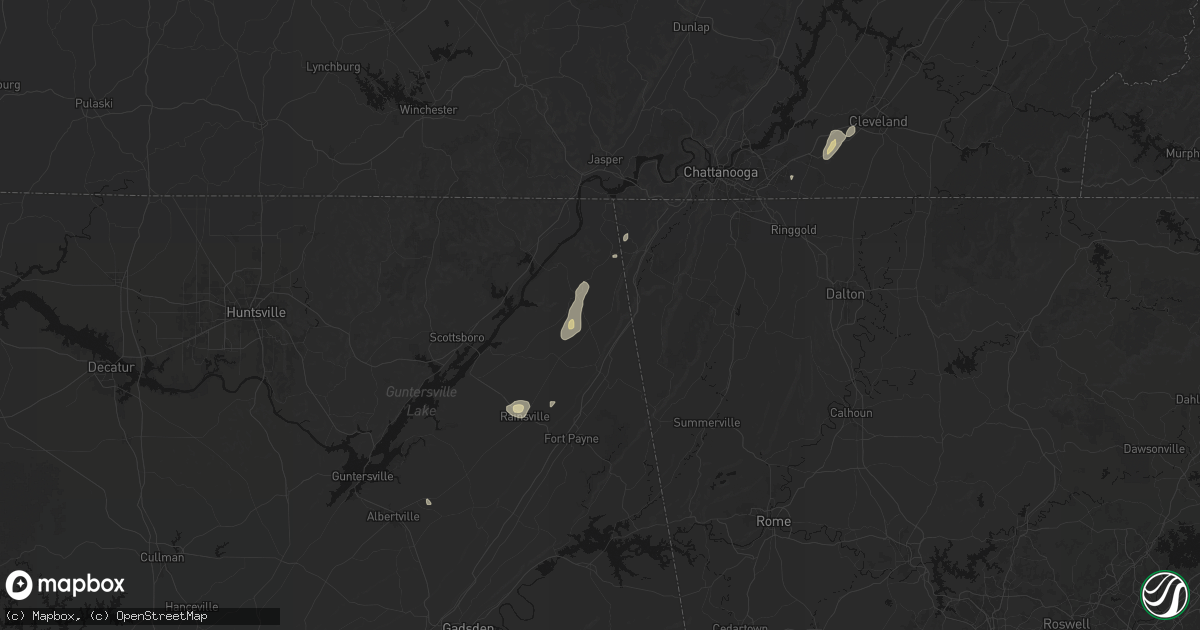 Hail map in Ider, AL on August 7, 2026