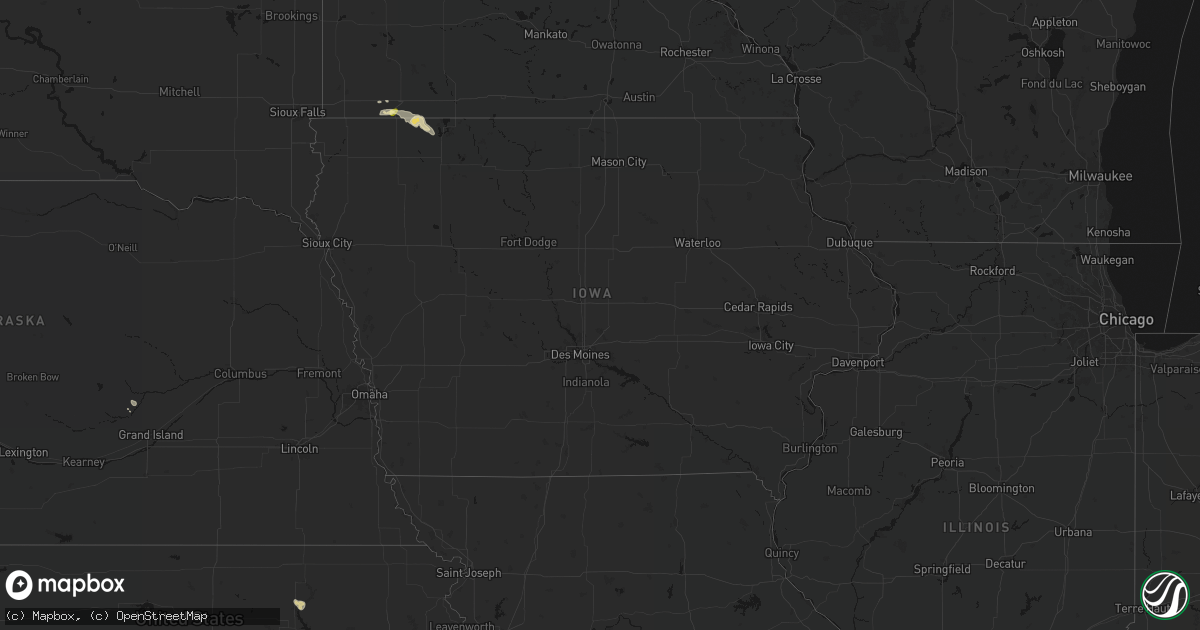 Hail map in Iowa on August 7, 2026