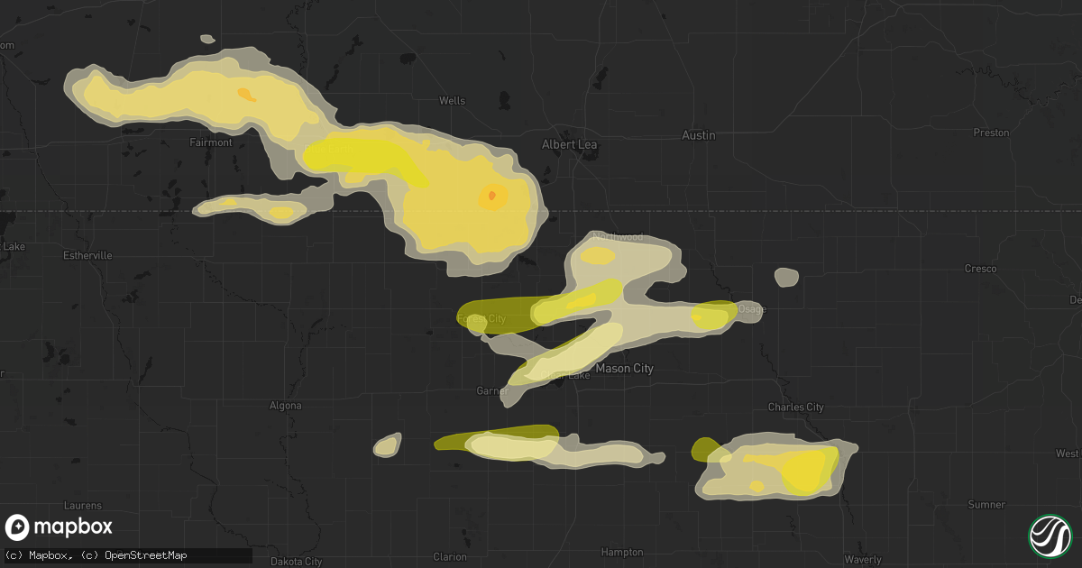 Hail map in Joice, IA on August 7, 2026
