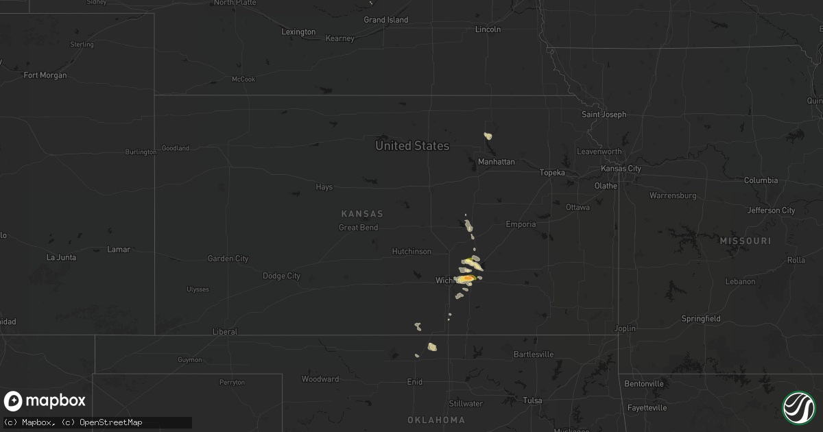 Hail map in Kansas on August 7, 2026