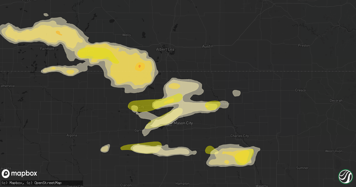 Hail map in Kensett, IA on August 7, 2026