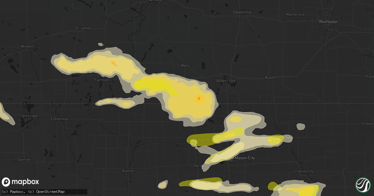 Hail map in Kiester, MN on August 7, 2026