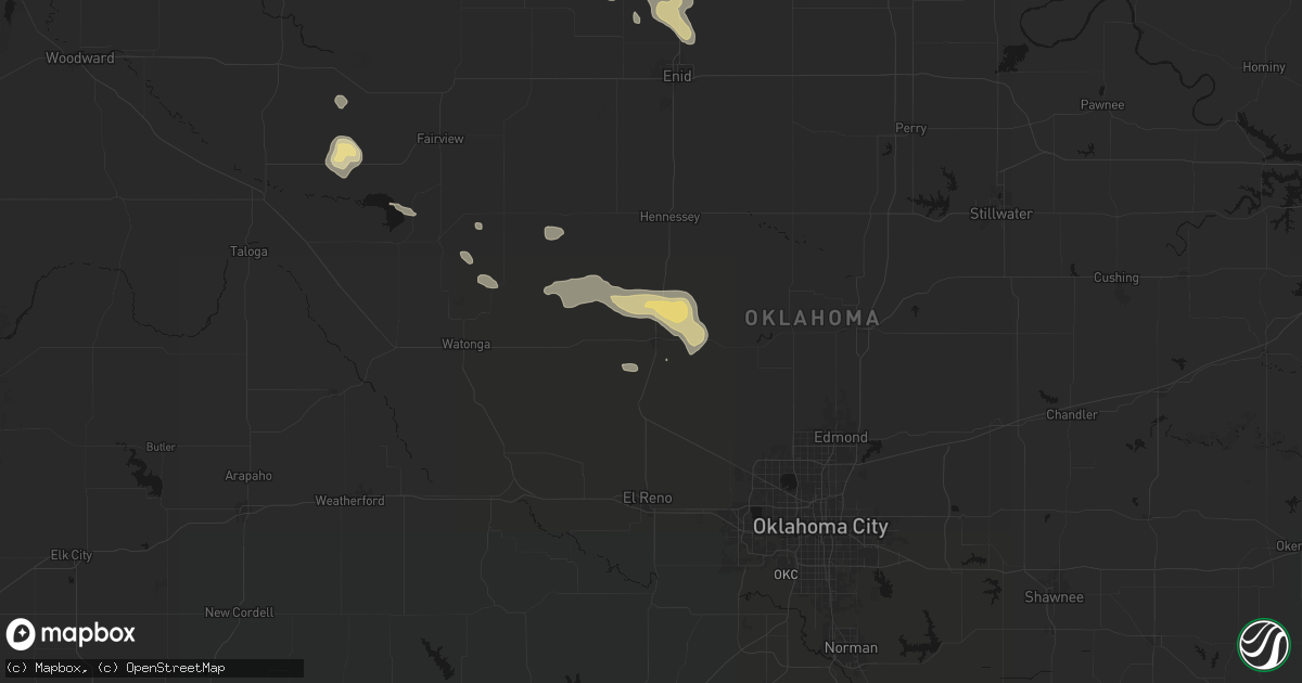 Hail map in Kingfisher, OK on August 7, 2026