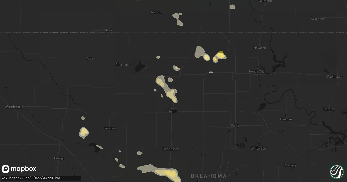 Hail map in Kremlin, OK on August 7, 2026