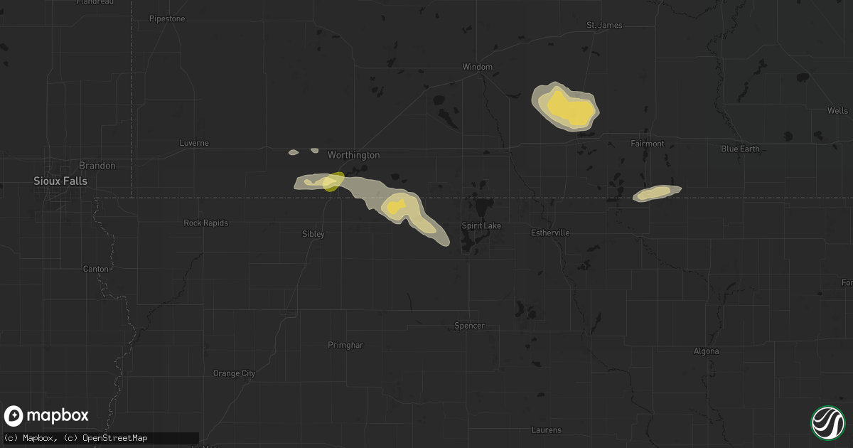 Hail map in Lake Park, IA on August 7, 2026