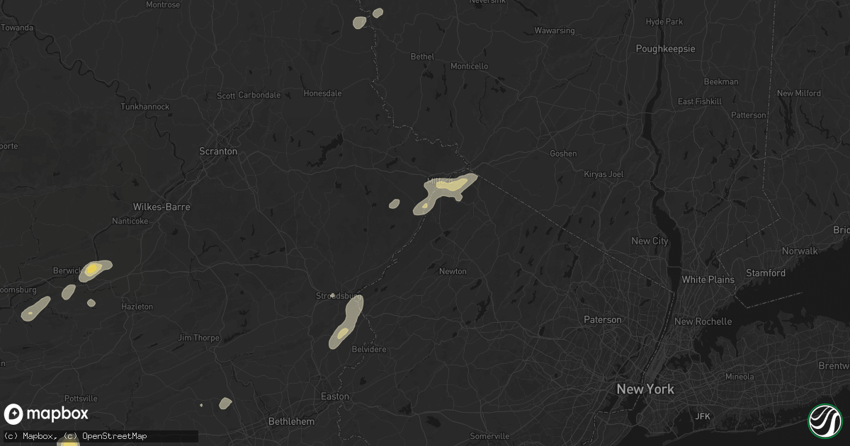 Hail map in Layton, NJ on August 7, 2026