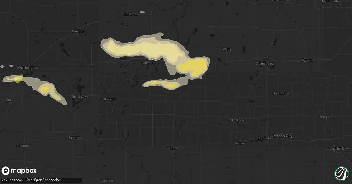 Hail map in Ledyard, IA on August 7, 2026
