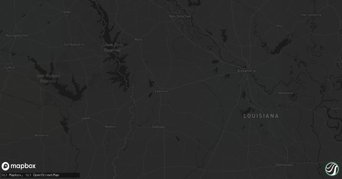 Hail map in Leesville, LA on August 7, 2026