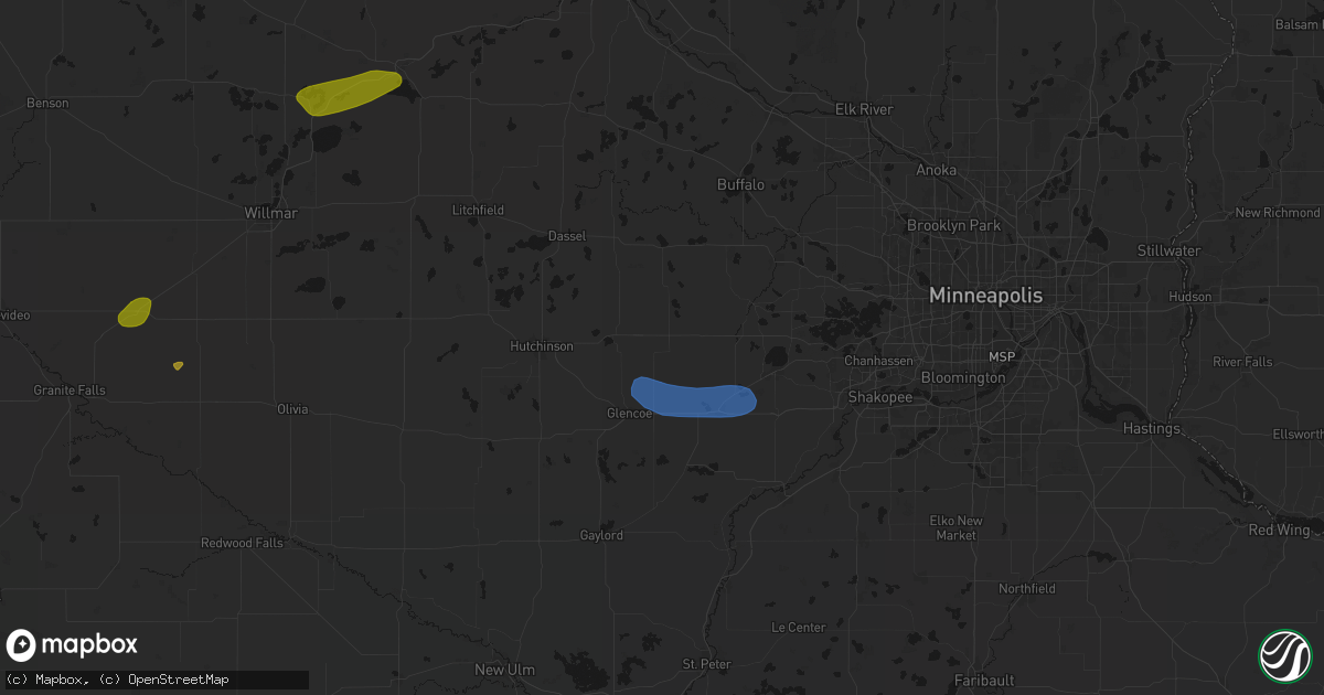 Hail map in Lester Prairie, MN on August 7, 2026