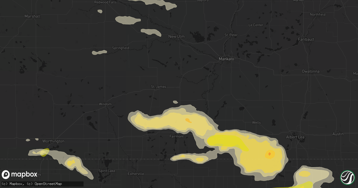 Hail map in Lewisville, MN on August 7, 2026