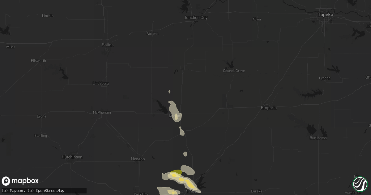 Hail map in Lincolnville, KS on August 7, 2026