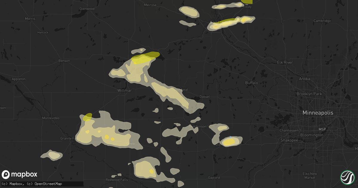 Hail map in Litchfield, MN on August 7, 2026