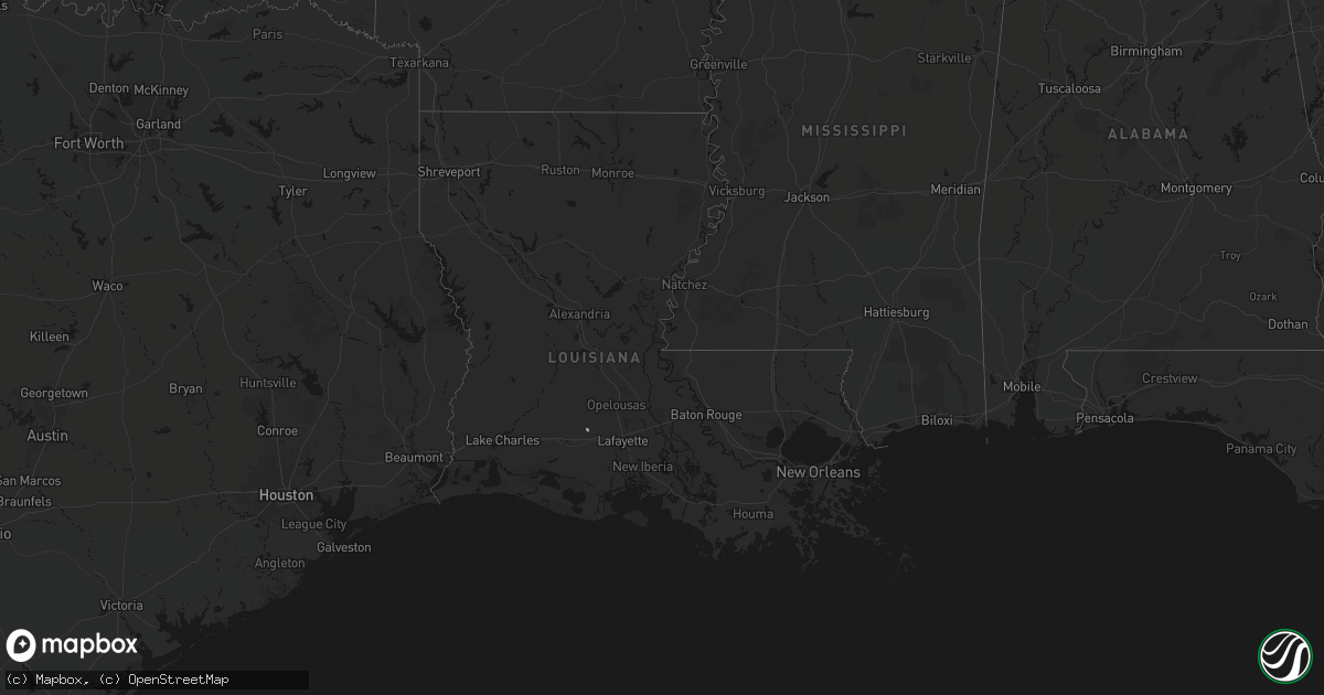 Hail map in Louisiana on August 7, 2026