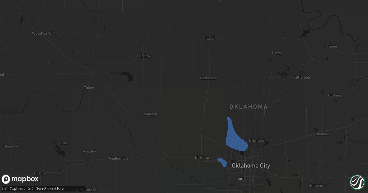 Hail map in Loyal, OK on August 7, 2026