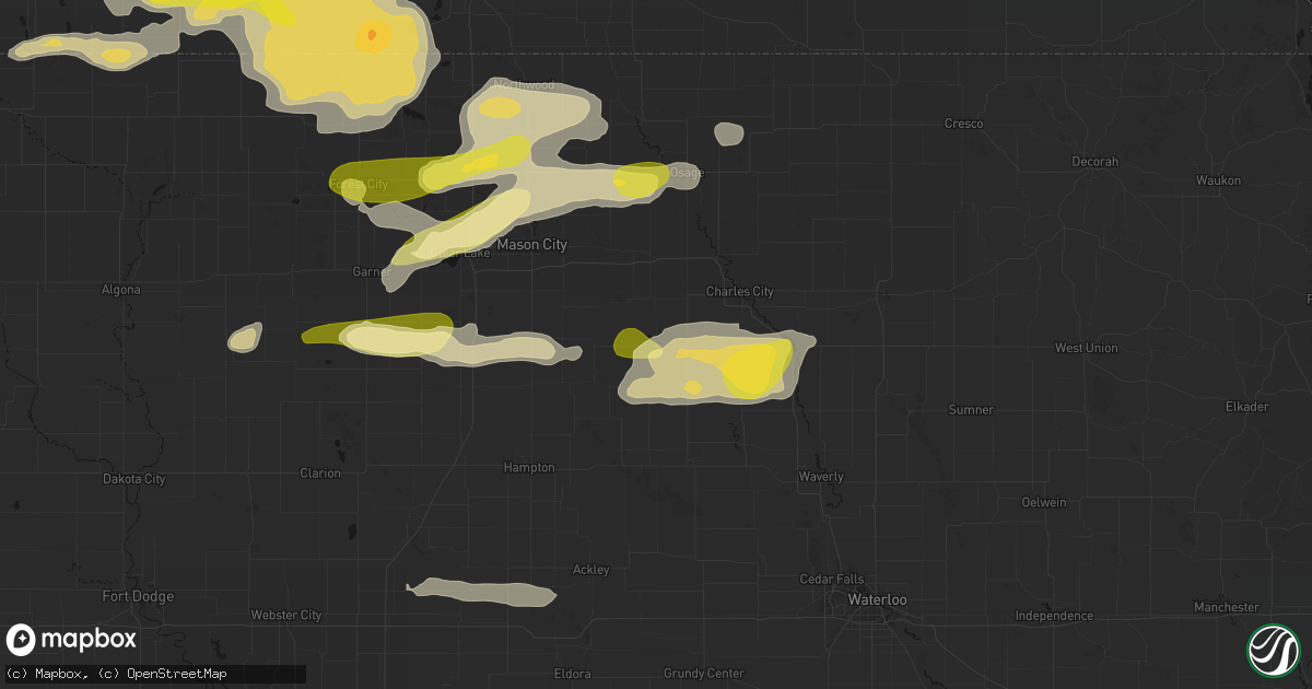 Hail map in Marble Rock, IA on August 7, 2026