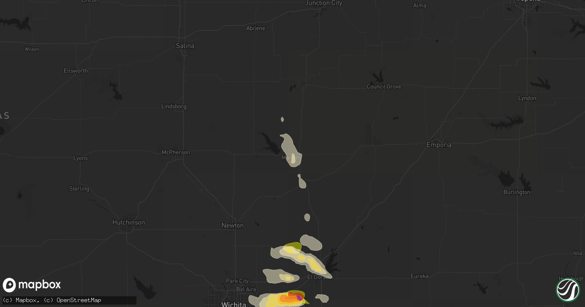 Hail map in Marion, KS on August 7, 2026