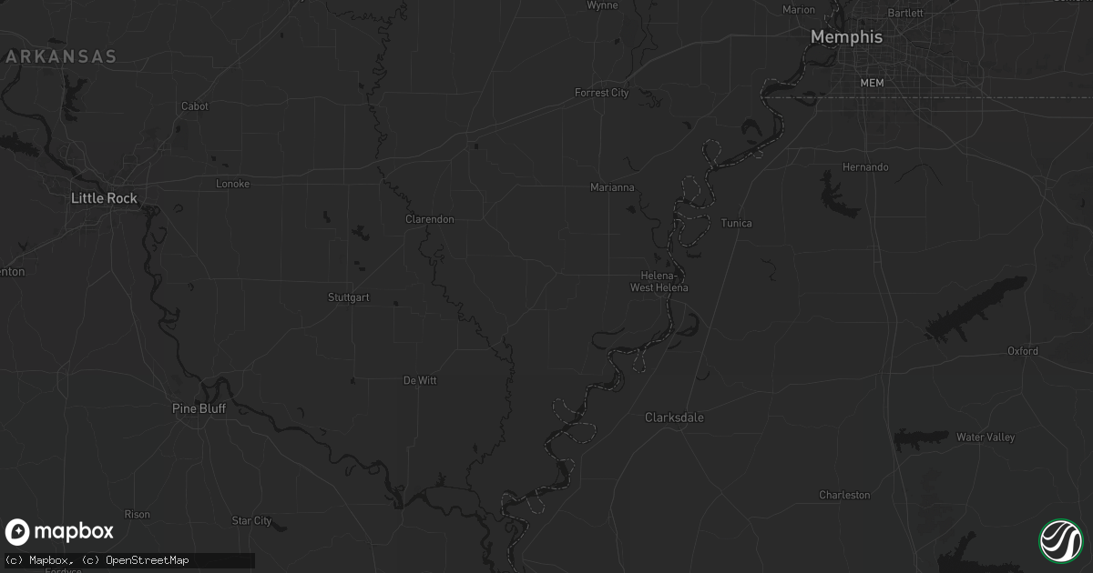 Hail map in Marvell, AR on August 7, 2026